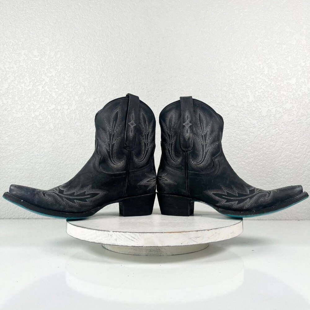 NEW Lane LEXINGTON Black Cowboy Boots Size 7.5 Short Leather Ankle Snip Toe Boot - Picture 7 of 10